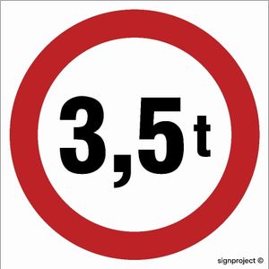 Zákaz vjazdu vozidiel s hmotnosťou 3,5 tony - Dopravná značka B-18 - PVC tabuľa