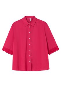 sheego Damen Große Größen Bluse mit Spitze am 3/4-Arm, weich fließende Qualität Citywear feminin Spitze