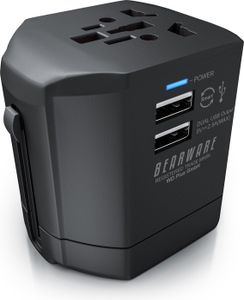 BEARWARE All-in-One Universal-Reiseadapter - Reise-Steckdosen-Adapter / Stromadapter - Reisestecker - World Travel Adapter / Plug - Für über 140 Länder/Regionen - 2x USB Typ A Anschluss - IP20 BEARWARE All-in-One Universal-Reiseadapter - Reise-Steckdosen-Adapter / Stromadapter - Reisestecker - World Travel Adapter / Plug - Für über 140 Länder/Regionen - 2x USB Typ A Anschluss - IP20