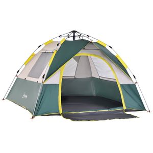 Outsunny Zelt für 3-4 Personen, Campingzelt mit Heringen, Kuppelzelt, Polyester, Grün, 205 x 195 x 135 cm