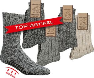 2 Paar Antirutsch Norwegersocken ABS Gr. 43/46 für Damen Herren mit 49% Wolle