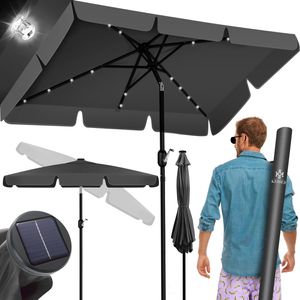 KESSER® Sonnenschirm Balkonschirm LED Solar mit Kurbel Inkl. 2in1 Schutzhülle Transporttasche, Gartenschirm, Schirm  für Balkon Garten & Terrasse verstellbar knickbar
