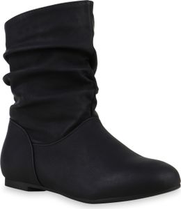 Mytrendshoe Damen Schlupfstiefel Stiefeletten Bequeme Schuhe 812208, Farbe: Schwarz, Größe: 40