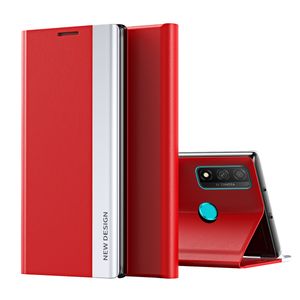 Huawei P Smart 2019 Hülle, LaimTop Leder PU Magnetisch Klapp Stand Schutzhülle für Huawei P Smart+ 2019 Rot