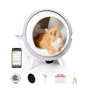 KatzenRobo Sparset - Vollautomatische und selbstreinigende Katzentoilette, Katzenklo + 5 x Toilettenbeutel + 1 x Trainingsspray - Perfekte Hygiene für mehrere Katze - XXL