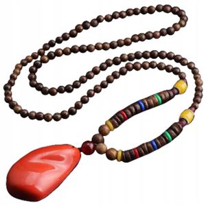 NEPAL BUDDHIST Holz Halskette MALA Amulett HANDGEARBEITET Tibetische Perlen