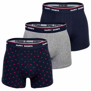 Happy Shorts Herren Boxerky, 3er Pack - Retro Jersey, Logobund Red Heart L