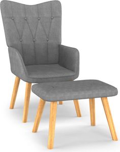 vidaXL Fotel Relax z taboretem ciemnoszary materiał - Fotel Relax z taboretem - Fotel Relax z podnóżkiem - Fotel z taboretem - Fotel z podnóżkiem
