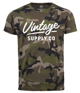 Herren Camo-Shirt Bedruckt Vintage Schriftzug Retro Design Printshirt Aufdruck Camouflage Tarnmuster Neverless® camo L