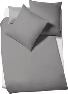 Fleuresse gewebte Flanell Uni Bettwäsche Lech granit 155x200 cm + 80x80 cm