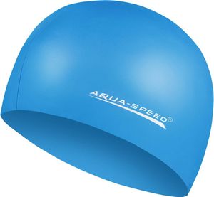 AQUA SPEED Badekappe Badehaube Sporthaube Schwimmhaube MEGA Silikon blau