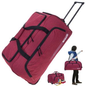 Trolley Reisetasche Damen Herren XXL Koffer Rolltasche 85 Liter Reiserolltasche Tasche mit Schultergurt groß Spear 910 Bordeaux Rot + Koffergurt