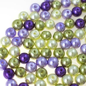 100 Glas-Perlen rund 8mm Fädelperlen Bastelperlen 8mm Farbmix, Farbe:Farbmix 3