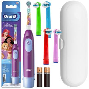 Oral-B Advance Princess  Elektrische Zahnbürste+ 4 farbige Ersatzaufsätze + weißes Etui
