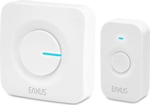 Eaxus® Funk Türklingel - Kabellose Funkklingel, 52 Melodien, LED Anzeige, IP56 Wasserdicht, für Steckdose, Weiß