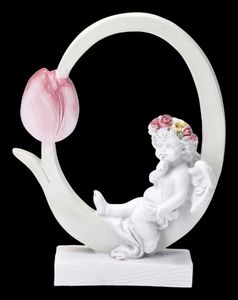 Engel Figur - Putte mit Tulpe - Taufe, Hochzeitsdeko