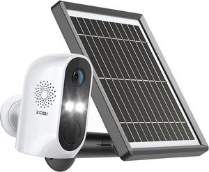 ZOSI 1080P Funk Kamera Überwachung Aussen mit Solarpanel, Wiederaufladbar Akkukamera mit 2 Wege Audio, Menschenerkennung, C1