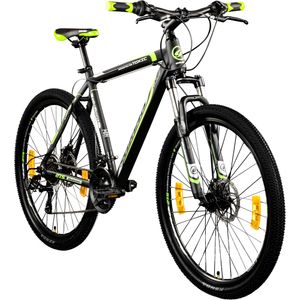 Galano Toxic 27,5 Zoll Mountainbike 165 - 190 cm MTB Hardtail Fahrrad 650B 21 Gänge Scheibenbremsen Damen Herren Jugendliche unisex, Farbe:schwarz/grün, Rahmengröße:51 cm