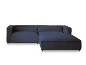 Lisa Design ELA– 4-Sitzer Ecksofa rechts, Cordsamt, 4-Sitzer, moderner Stil , Nachtblau