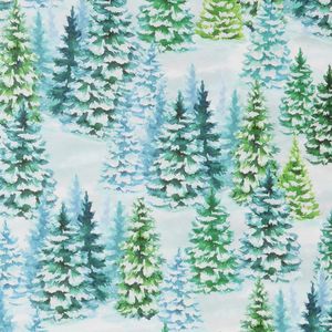 Geschenkpapier Tannenbäume im Schnee 70cm x 2m Rolle weiß / grün