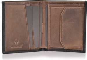 DONBOLSO Slim Wallet Rome - Smart Wallet Echtleder Geldbörse mit RFID Schutz, Mini Geldbörse für Damen und Herren, Ledergeldbörse mit 6 Kartenfächern - Kartenetui, Vintage Schwarz-Braun