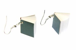 Buch Ohrringe Miniblings Hänger Bücher Buchohrringe Leseratte Seiten Book grün