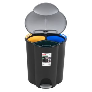 Kôš Curver® TRIO PEDAL BIN, 40 lit., 39.4x47.8x59.2 cm, čierny/sivý, na odpad