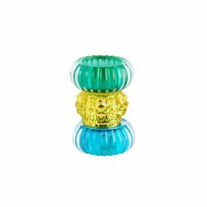 Gift Company Teelichthalter Sari rund, Kerzenständer, Kristallglas, Blau, Gelb, Grün, 11.5 cm, 1093901010