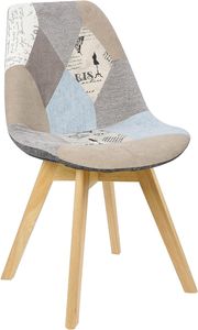 WOLTU 1 x Esszimmerstuhl 1 Stück Esszimmerstuhl Design Stuhl Leinen Küchenstuhl Holz Patchwork