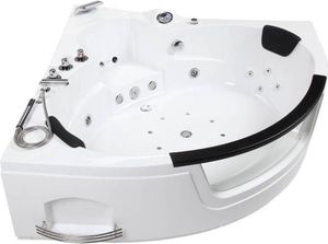HOME DELUXE - Whirlpool - Laguna L Mini - Weiß, Maße: 135x135x65cm, inkl. Radio, Heizung und Lichttherapie I Eckwanne für 2 Personen, Indoor Badewanne