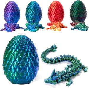 3D gedruckter Drache im Ei, voll Gelenkiger Kristalldrache mit Drachenei, Home Office Decor Executive Schreibtisch Spielzeug C