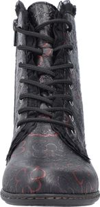 Rieker Damen Stiefelette Schnürboot Blumenmuster Leder Blockabsatz Y0703, Größe:42 EU, Farbe:Schwarz