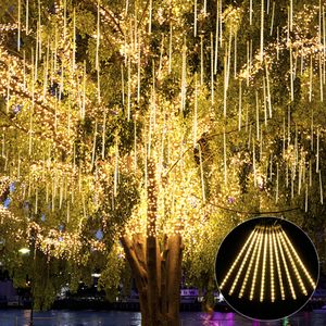 288 LED Eiszapfen Lichterkette Meteorschauer Regen Lichter Innen Außen Garten Weihnachten Deko, Warmweiß, 50cm