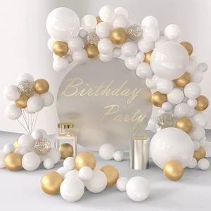 Party Ballon Girlande Bogen 113 tlg. Hochzeit Geburtstag Babyparty Ballonbogen Kit weiß gold edel Dekoration Set