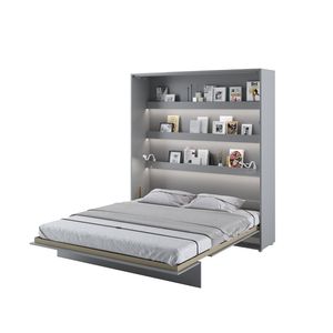 MEBLINI Schrankbett Bed Concept - Wandbett mit Lattenrost - Klappbett mit Schrank - Wandklappbett - Murphy Bed - Bettschrank - BC-13 - 180x200cm Vertikal - Grau Matt