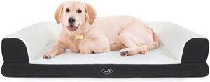 Pecute Orthopädisch Hundebett für großer Hunde, waschbar, herausnehmbar,  Hundesofa mit Memory-Schaum, rutschfeste Hundematte, Hundebett in Größe 106 x 76 x 20 cm, dunkelgrau