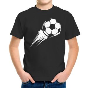 Kinder T-Shirt Jungen Fußball-Motiv Sport-Kleidung Geschenk für Jungen Fußballfan Moonworks® schwarz 129-140 (9-10 Jahre)