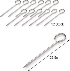 Edelstahl Spieße für Fleisch und Gemüse - 12er Set - 25,5cm lang