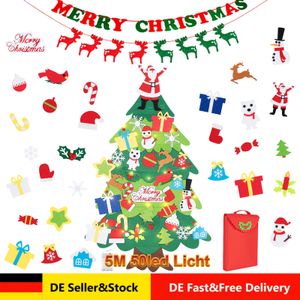 38 PCS Filz Weihnachtsbaum DIY mit 50 LED Weihnachtsbaum filzen  tannenbaum weihnachtsbaum aus filz Kinder，100cm  DIY Weihnachten Set Hängend