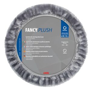 Pokrowiec na kierownicę Lampa Fancy Plush, elastyczny z syntetycznego futra - Ø 36-42 cm - szary