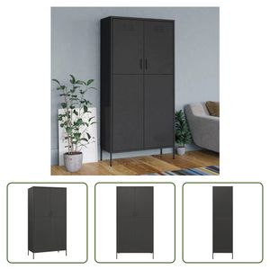 The Living Store Kleiderschrank Anthrazit 90x50x180 cm Stahl