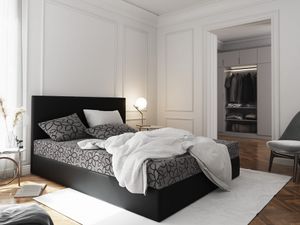 Boxspringová posteľ s úložným priestorom LUDMILA - 200x200, šedá / čierna