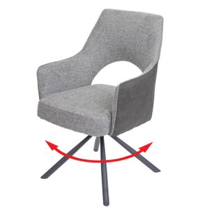 Jedálenská stolička HWC-K30, kuchynská stolička polohovacia, otočná, látka/textil ~ sivá-tmavosivá