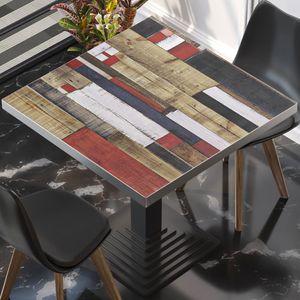 BRASIL | Gastro Tischplatte | B:T 80 x 80 cm | Vintage Bunt | Quadratisch | Gastro Tischplatte