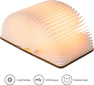 LED-Buchleuchte, klappbare Leseholzlampe oder Schreibtisch/Tischleuchte mit wiederaufladbarem Akku Klappbares Design mit Magneten, dekoratives warmes Licht