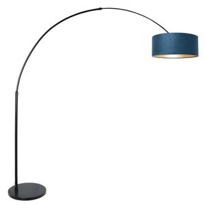 Steinhauer - stojací lampa - Sparkled Light - černá - kovová velurová tkanina - oblouková lampa - E27 - 8242ZW