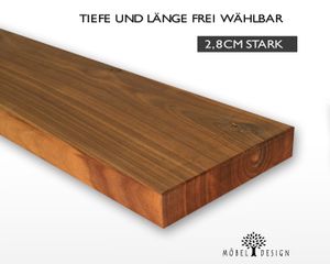 Nussbaum Massivholz Regal - 19cm tief / 2,8cm stark / Wandregal