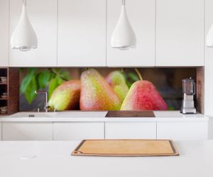 Aufkleber Küchenrückwand Birne Obst Birnen lecker Küche Frucht  Folie selbstklebend Nachbildungfolie Fliesen Möbelfolie Spritzschutz 22A331, Höhe x Länge:60cm x 60cm