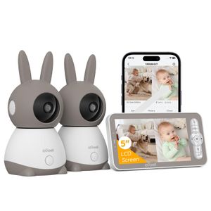 ieGeek 2K Babyphone mit 2 Kamera PTZ 355°, 5“ Baby Monitor Auto-tracking, Weinen-kennung