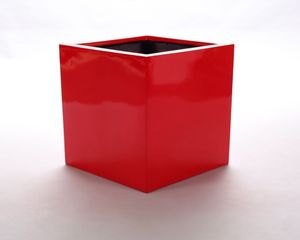 Blumenkübel Fiberglas quadratisch 30x30x30cm hochglanz rot.
